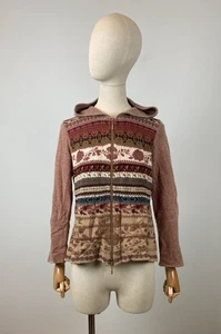 Suéter con Capucha DUNQUE Para Mujer Multicolor Lana Tejido Floral Cremallera Completa Talla XL - Imagen 1 de 17