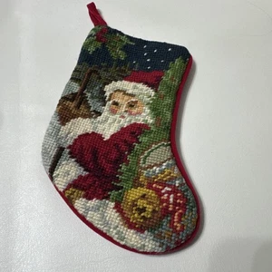 8 Zoll kleiner Weihnachtsmann Weihnachtsbär Strumpf Nadelspitze Wolle Nähen Samt Rückseite - Bild 1 von 12