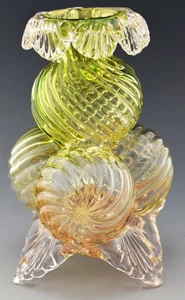 4 1/2" Antique Rubina Verde Glass Candle Holder - Picture 1 of 5