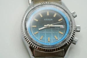 Reloj mecánico vintage Aseikon World Time cuerda manual 45 mm funcionando JB34 - Imagen 1 de 5
