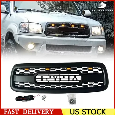 Front Grille For 2001 2002 2003 2004 Sequoia Grill 4 Amber LED Light Matte Black Foto 1 de 4