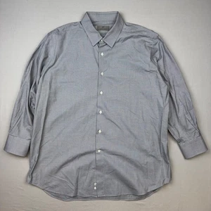 Canali 1934 Dress Shirt Mens 46-18 Gray Button Up Nailhead Cotton Italy - Picture 1 of 7