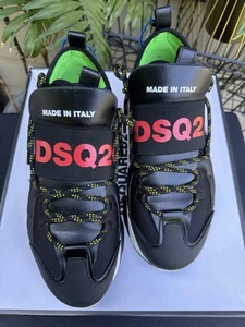 DSQUARED2 Men’s Classic Black Leather Sneakers Size 43 - Picture 1 of 10