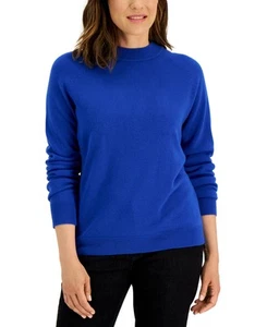 Karen Scott Petite Blue Mock Neck Sweater - Women's Knitwear - Picture 1 of 2