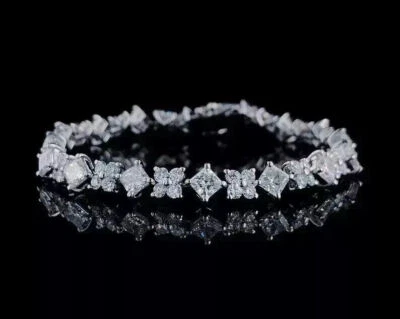 7 克拉 Princess Lab Created Diamond 女式网球手链 14K 镀白金 — 第 1/4 张图片