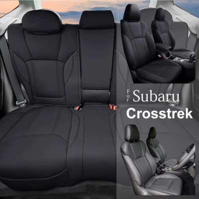 For Subaru Crosstrek XV 2018-2023 Black Faux Leather Car 5-Seat Covers Replace - Image 1 of 4