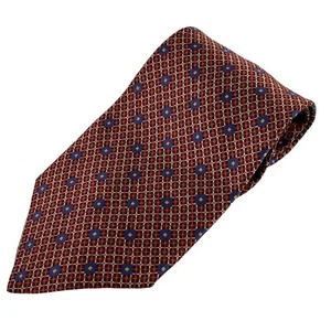 VTG Perry Ellis [Portfolio] Men's Tie Geo Check Indigo Foulard Red Silk USA 58 4 - Picture 1 of 7