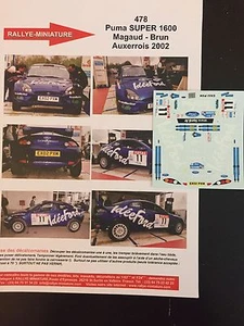 DECALS 1/43 FORD PUMA MAGAUD RALLYE TERRE DE L'AUXERROIS 2002 RALLY - Photo 1/1