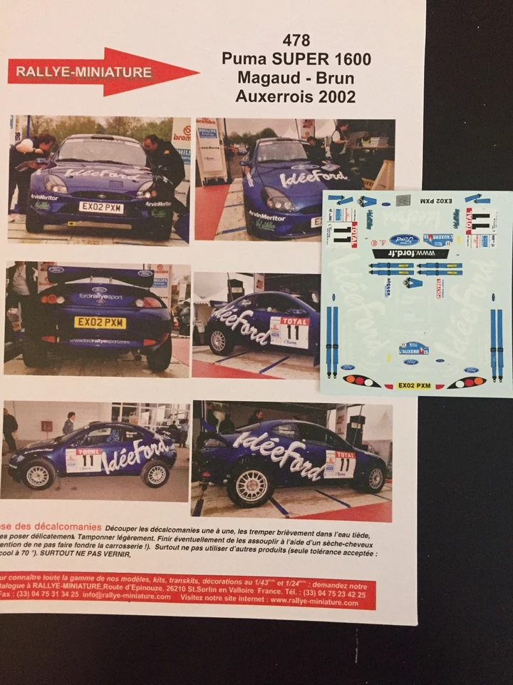 DECALS 1/43 FORD PUMA MAGAUD RALLYE TERRE DE L'AUXERROIS 2002 RALLY - Photo 1/1
