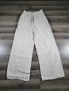 DISSH 100% Linen Wide Leg Flowy Lined Pull On Trouser Pants Size 8 Beige Womens - Picture 1 of 15