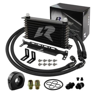 10 Row AN10 Oil cooler Trust w/Bracket+Filter Adapter Hose Kit 3/4*16 & M20*1.5 - Image 1 of 4