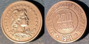 Brazil 1931 200 Reis KM-519 Copper-nickel 612K Minted XF #112 - US Seller - Picture 1 of 2