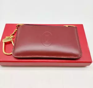 Cartier Must du Cartier Coin Purse with Keychain Bordeaux Leather Authentic - Picture 1 of 7