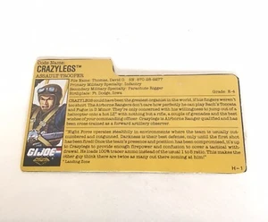 Gi Joe Arah Night Force Crazylegs v2 File Card 1988 Vintage G.I. - Bild 1 von 7