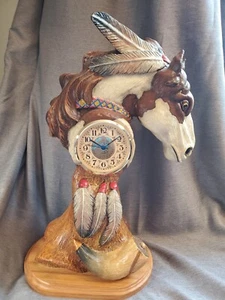 Labenz Hand Carved Wood Horse Head Clock Hand Painted SCULPTURE Art - Picture 1 of 12