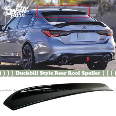 FITS 14-2024 INFINITI Q50 GLOSS BLACK DUCKBILL STYLE ROOF SPOILER VISOR WING LID - Image 1 of 4