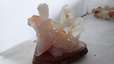 Amazing  Antique Vintage Chinese Carved Agate Maiden With Dog And Bird Statue