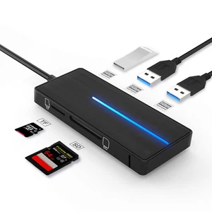 Ultra Type C Slim 3 Port USB 3.0 Data Hub Transfer Data For TF SD Card Reader - Picture 1 of 9