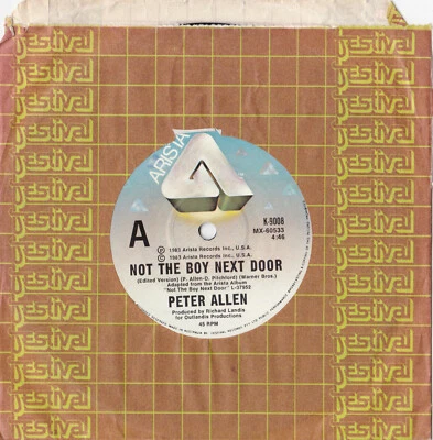 Peter Allen - Not The Boy Next Door - 7" single - Image 1 of 2