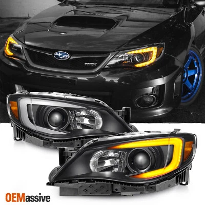 Fit 2008-2014 Impreza WRX LED DRL SWITCHBACK Signal Black Projector Headlights - Image 1 of 4