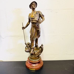 Vintage "Le Travail" Spelter Tall 21" Sculpture - Picture 1 of 13