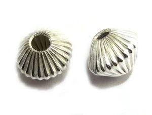 12 Pcs 13X10mm Corrugated Spacer Bead Sterling Silver Plated ha-597 - Picture 1 of 1