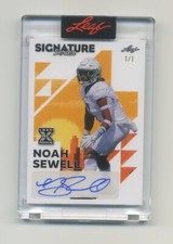 2023 Leaf Signature Series Football NOAH SEWELL AUTO 1/1