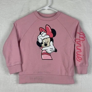 Disney Minnie Mouse Sweater Girls Medium Pink Crewneck Long Sleeve Pullover - Picture 1 of 7