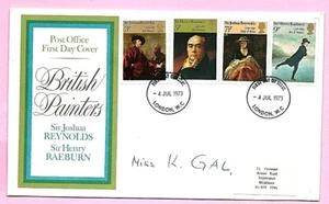 POST OFFICE 1973 FDC - BRITISH PAINTERS - Fdi KINGSTON upon THAMES - Picture 1 of 2