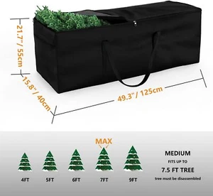 Christmas Tree Storage Bag - Fits 7ft Tall Xmas Trees Heavy Duty Waterproof Bag - Picture 1 of 22