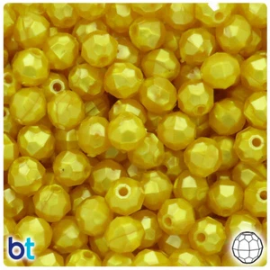 BeadTin Pearl 10mm Faceted Round Plastic Craft Beads (225pcs) - Color choice - Picture 1 of 27