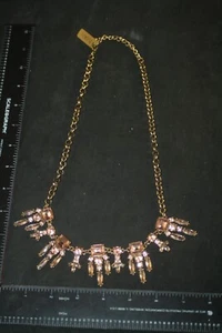 Designer IMAN Global Chic Gold Tone Pink Rhinestone Crystal Necklace Unworn Tag - Picture 1 of 6