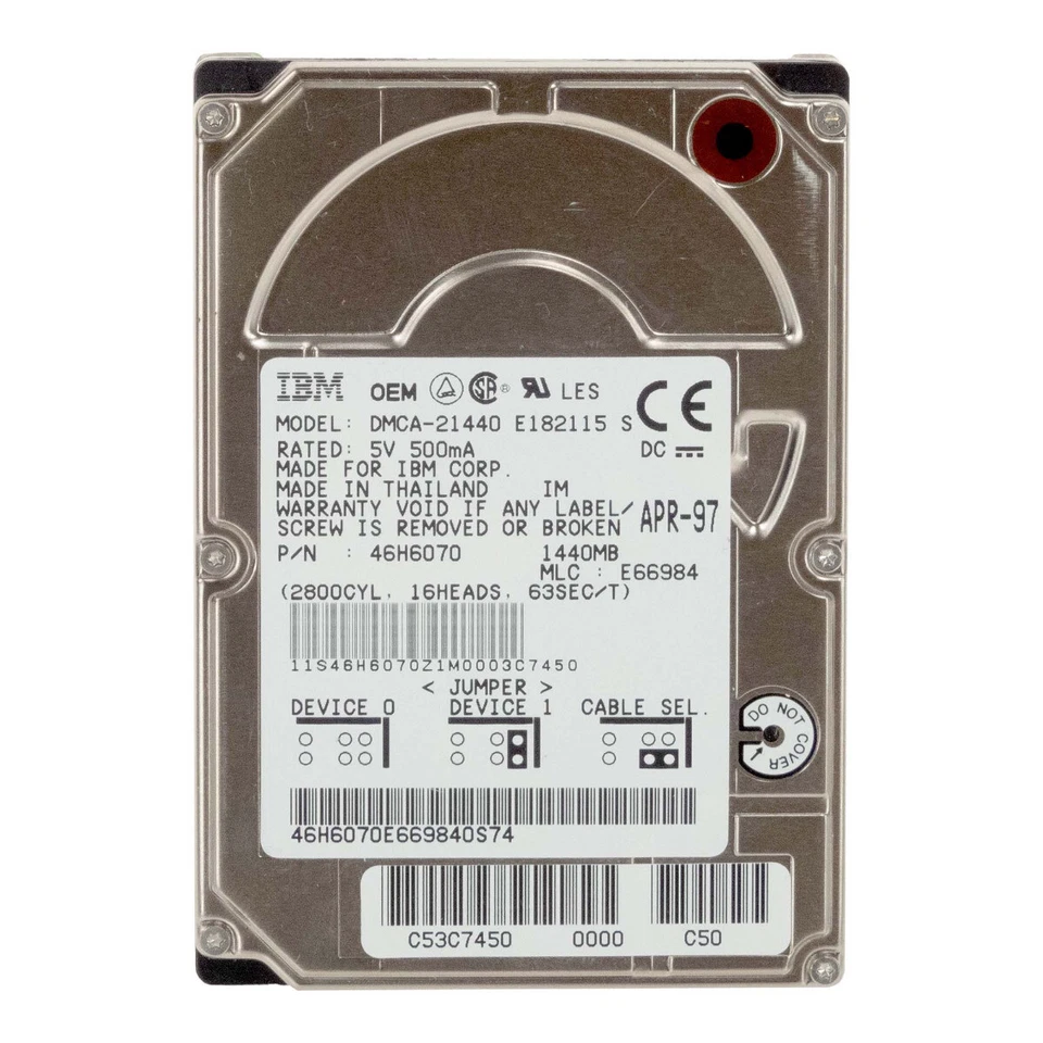 IBM DMCA-21440 1440MB Ide / Ata 2.5 " 5.4K RPM 2MB Cache 46H6070 - Immagine 1 di 3