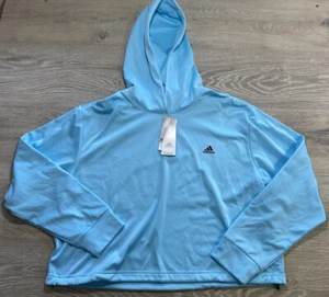 Adidas Aeroready Hoodie Crop Blue Women's Size XL New - Picture 1 of 10
