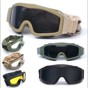 Outdoor Tactical Goggles Windproof Dustproof Sunglasses with 3 Color Lenses - Picture 1 of 10