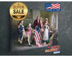 Betsy Ross Canvas Print, Vintage US Flag Wall Art, Fourth of July Decoration - Picture 1 of 9