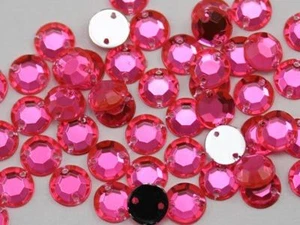 7mm SS34 Hot Pink H114 Sew On Rhinestones - 100 Pieces - Picture 1 of 2