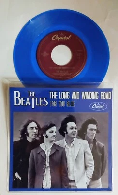 BEATLES LONG WINDING ROAD 7"  US VINYL 45 BLUE VINYL  FREE CUSTOM PIC WALLET - Image 1 of 4