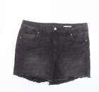 Marks and Spencer Womens Black Cotton Boyfriend Shorts Size 12 L4 in Regular But
