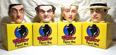 DICK TRACY,  BREATHLESS, BIG BOY & FLAT TOP  Figural Mugs  Applause 1990 - MIB - Image 1 of 4
