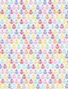 Fabric Anchors Primary on TIMELESS TREASURES White Flannel 1/4 yard - Picture 1 of 5