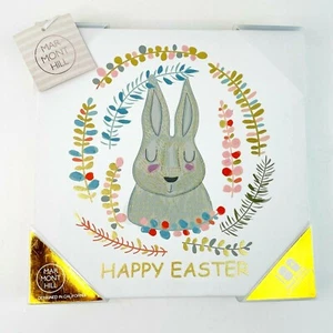 Marmont Hill Easter Canvas Wall Art Print Bunny Rabbit Hand Foiled Gold 12 x 12" - Picture 1 of 11