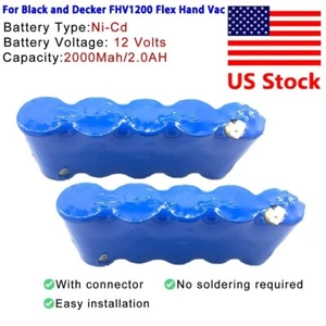 Battery for Black and Decker FHV1200 Type 1 12V Flex Hand Vac 2000mAh - Picture 1 of 2