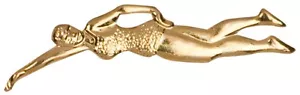 Gold Finish Metal Female Swimmer Pin TIE TACK School Varsity Insignia Chenille - Picture 1 of 1