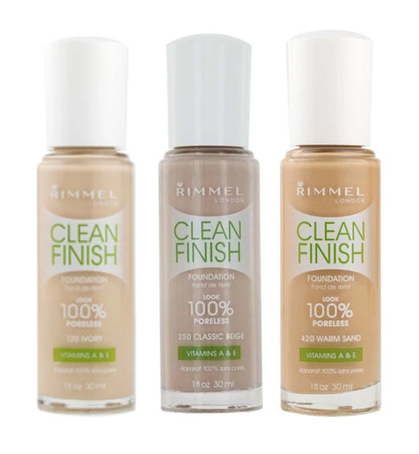 Rimmel Clean Finish Foundation. Look 100% Poreless. Vitamins A & E. Choose Shade - Image 1 of 3