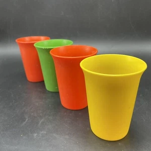 4 Vintage Tupperware Bell Tumblers Kids Small Juice Cups Primary Color #109 7 Oz - Picture 1 of 6