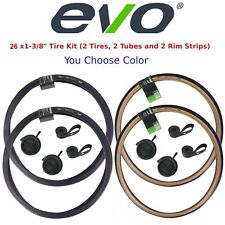 Vee Evo Tire 26"x1-3/8 Bike Classic Skin or Blackwall Tires+Tubes+Rim Strips Kit