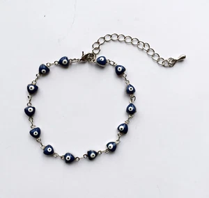 All Seeing / Evil Eye Bracelet Blue Enamel Silvertone - Picture 1 of 1