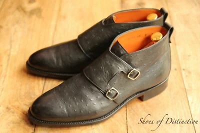 Santoni Azul Avestruz Cuero Monje Botas Zapatos Para Hombre UK 7.5 F US 8.5 EU 41.5 Foto 1 de 4
