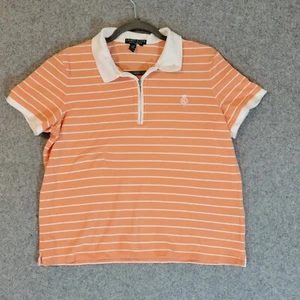 Lauren Active Ralph Lauren Polo Womens XL Shirt 1/4 Zip Striped Pink White Read - Picture 1 of 12